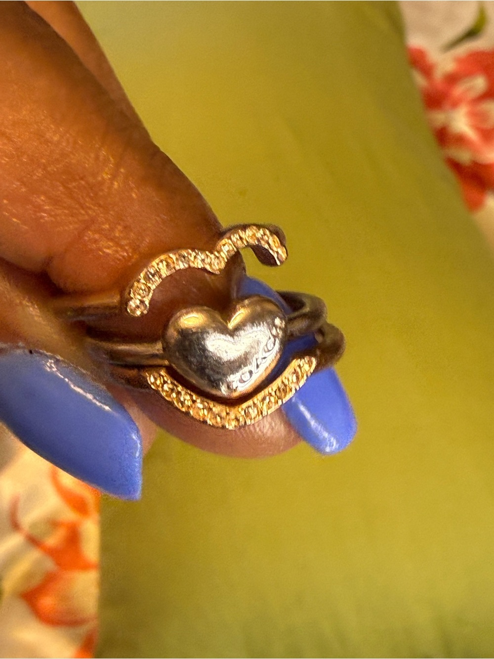 Coach Heart Ring | Size 6.5 | Gold & Silver Tone Crystal Accent - Picture 11 of 11